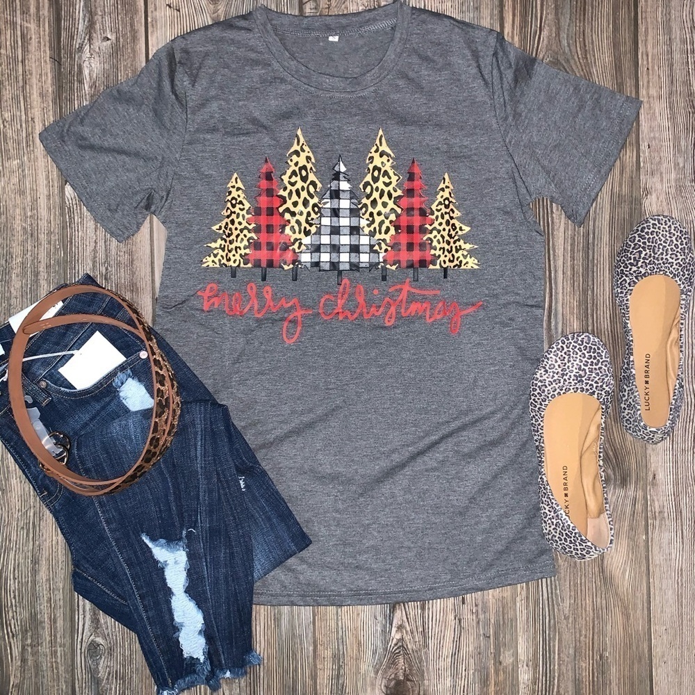 Merry Christmas Gray tee